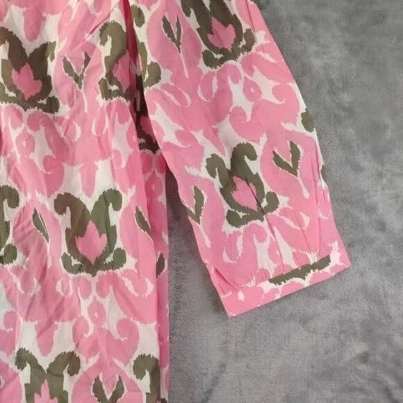 Talbots Petite Pink‎ Ikat Print Tunic Top LP Semi Sheer Preppy Boho 100% Cotton - Picture 8 of 9